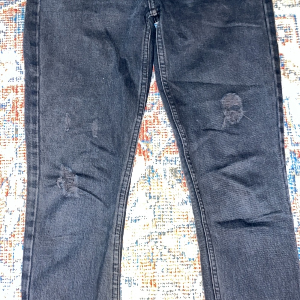 Re/Done Originals Distressed Button Fly Jeans in Worn Black SZ 24 VGUC - Picture 2 of 5